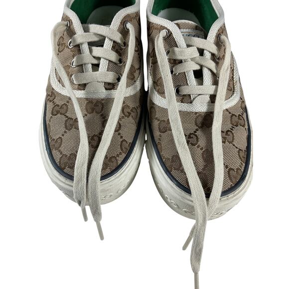 Gucci 'Gg' Brown Textile Tennis Sneakers Size 8 - Picture 6 of 16